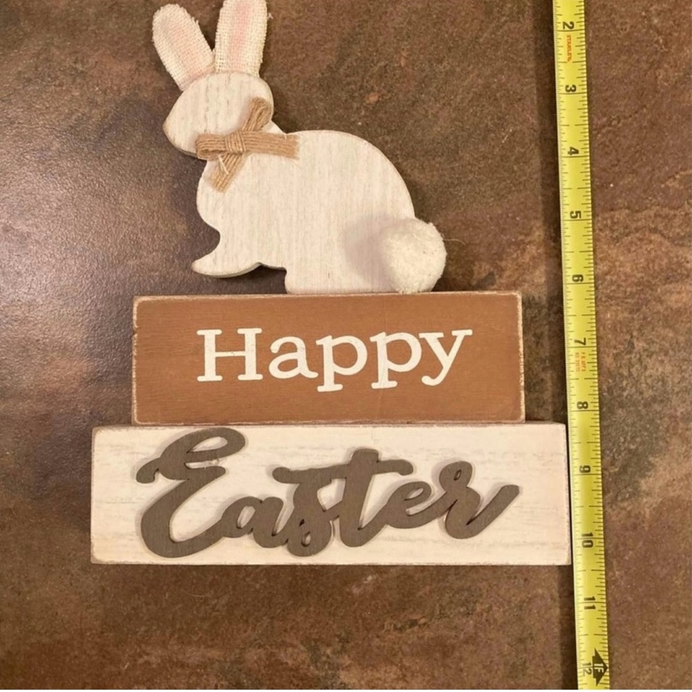 Easter bunny decor wooden. See pictures for measurements. Nonsmoking home.